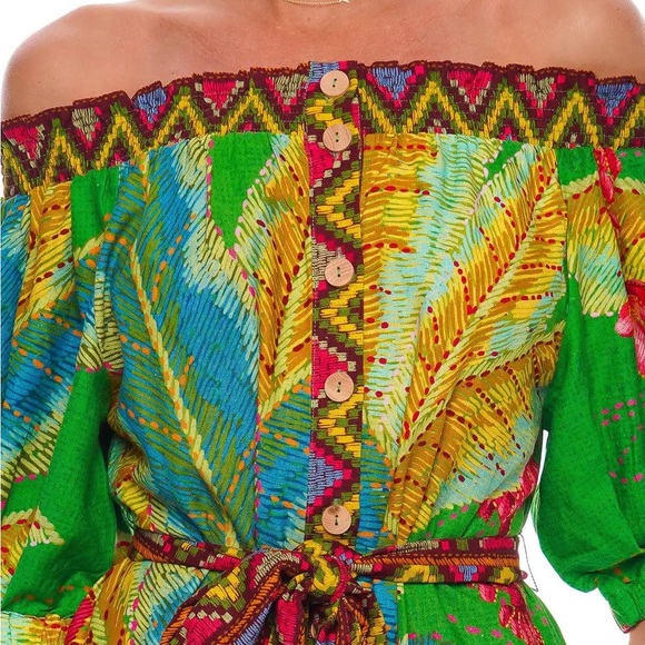 Farm Río Banana Leaves Off The Shoulder Dress - Picture 3 of 9